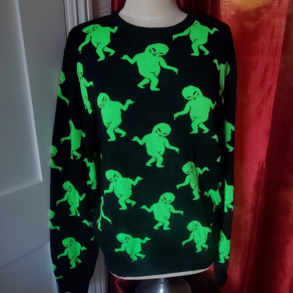 Alien Dance Party Knit Sweater (Black)